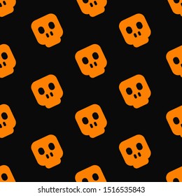 Halloween seamless pattern. Skeleton skull seamless texture, vector background
