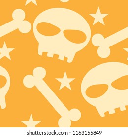 Halloween seamless pattern with Halloween skull , bone and star.