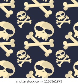 Halloween seamless pattern with skull and bone.
