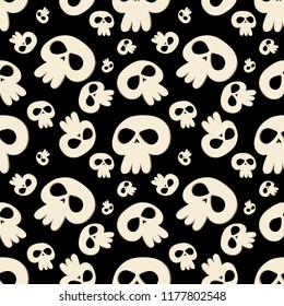 Halloween seamless pattern with skull, bone and Trick or Treat? text.