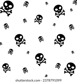 Halloween seamless Pattern. Halloween seamless skull with cross bones Pattern. Skull pirate crossbones seamless pattern Halloween vector. Day of The Dead sugar skull.