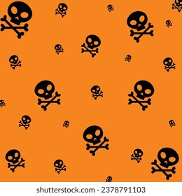 Halloween seamless Pattern. Halloween seamless skull with cross bones Pattern. Skull pirate crossbones seamless pattern Halloween vector. Day of The Dead sugar skull.