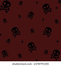 Halloween seamless Pattern. Halloween seamless skull with cross bones Pattern. Skull pirate crossbones seamless pattern Halloween vector. Day of The Dead sugar skull.