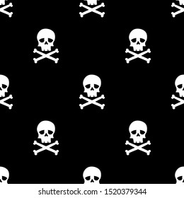 Halloween Seamless pattern with skull isolated on dark background