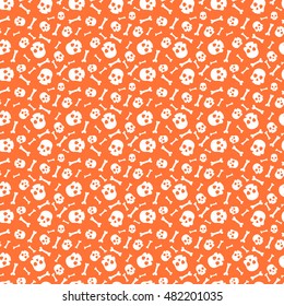 Halloween seamless pattern with skull. Perfect for wrapping paper, textile, backgrounds and much more. Vector illustration. 
