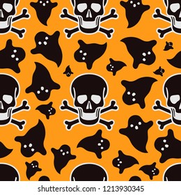 Halloween Seamless Pattern Skull Skeleton Ghost