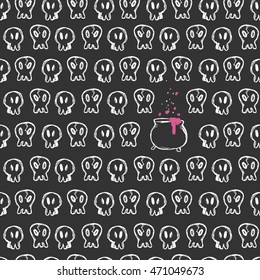 halloween seamless pattern with skulls