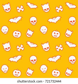 halloween seamless pattern with skulls, bats, pumpkins, vampires