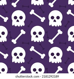 Halloween seamless pattern with skulls and bones. Trick or Treat. For textile, for prints