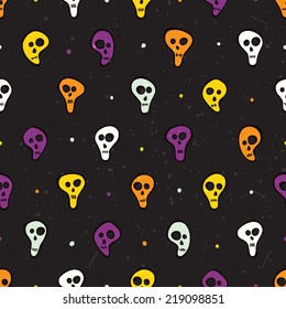 Halloween seamless pattern with skulls and bones. EPS 10 vector illustration.