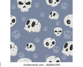 Halloween seamless pattern skulls. Cartoon characters halloween illustration. Vector pattern for paper background vector