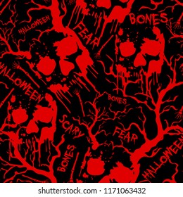 Halloween seamless pattern with skulls. Colorful vector background 