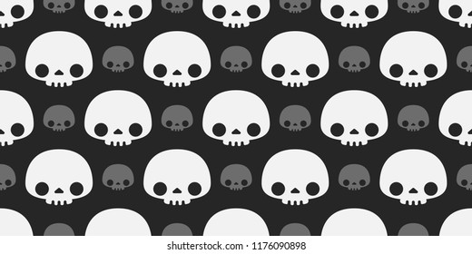 Halloween seamless pattern, A lot of skulls repeated on black background.Vector illustration.