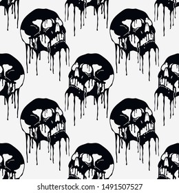 Halloween seamless pattern with skulls.Vector october graphic background.Textile texture