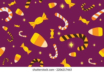 Halloween seamless pattern. Snacks and candy. In the ghost release festival. Fabric pattern or gift wrap. dessert illustration vector