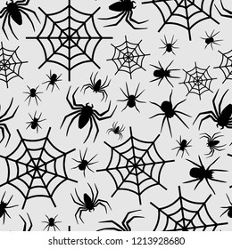 Halloween Seamless Pattern Spider Cobweb