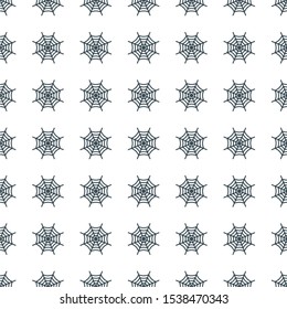 Halloween seamless pattern with spider cobweb. Flat cartoon Vector black icon on white background.