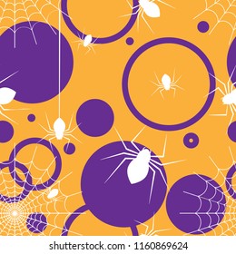 Halloween seamless pattern with spider and web.