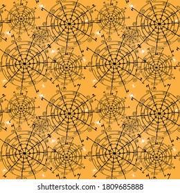 Halloween seamless pattern with spider webs, design elements. Halloween  pattern for invitations, cards, print, gift wrap, manufacturing, textile, fabric, wallpapers. Trick or treat