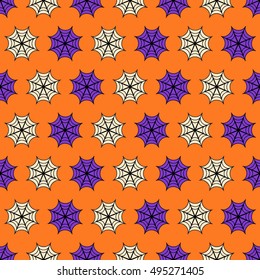 Halloween seamless pattern with spider webs