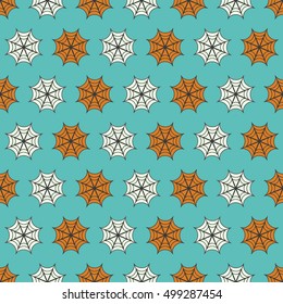 Halloween seamless pattern with spider webs