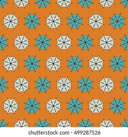 Halloween seamless pattern with spider webs
