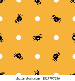 Halloween seamless pattern. Spiders on yellow background.