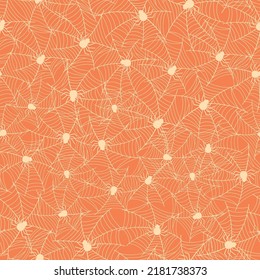 Halloween seamless pattern with spider's web on orange background for textile prints, wrapping paper, scrapbooking, stationary, packaging, background, etc. EPS 10