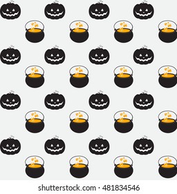 Halloween Seamless Pattern. Spooky Design. Vector illustration 