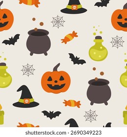 Padrão sem emenda de Halloween para desenhos assustadores