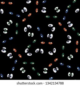 Halloween seamless pattern. spooky eyes in the dark background .