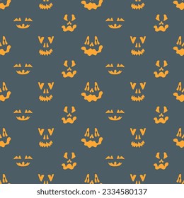 Halloween seamless pattern with spooky faces in cartoon style. Scary and creepy silhouette of faces for Halloween. Pattern with frightful faces for Halloween design.