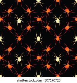 Halloween seamless pattern with stylized spider decorations