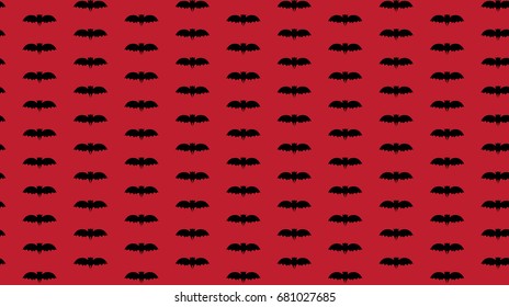 Halloween seamless pattern swarm of black bat on red bg. Beautiful vector background for decoration halloween designs. Cute minimalistic texture illustration.
