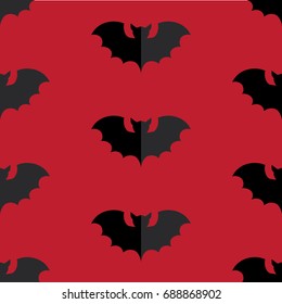 Halloween seamless pattern swarm of black bat. Beautiful vector background for decoration halloween designs. Cute minimalistic art elements on white backdrop.