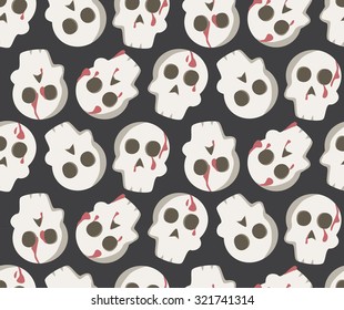 halloween seamless pattern, there are skull face with blood. Endless texture can be used for wallpaper, pattern fills, web page,background,surface, textile. vector illustration 