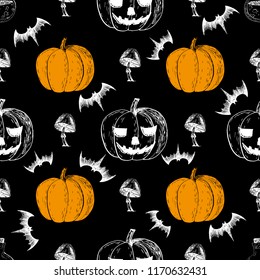Halloween, seamless pattern. This is an excellent Halloween party pattern, for fabric, postcards, invitations, wrapping paper, banners and more.
