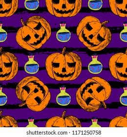 Halloween, seamless pattern. This is an excellent Halloween party pattern, for fabric, postcards, invitations, wrapping paper, banners and more.