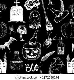 Halloween, seamless pattern. This is an excellent Halloween party pattern, for fabric, postcards, invitations, wrapping paper, banners and more.