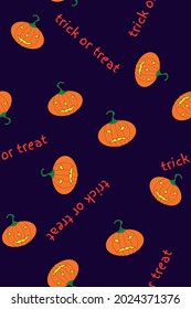 Halloween seamless pattern. Trick-or-treat and pumpkins holiday vector background.
