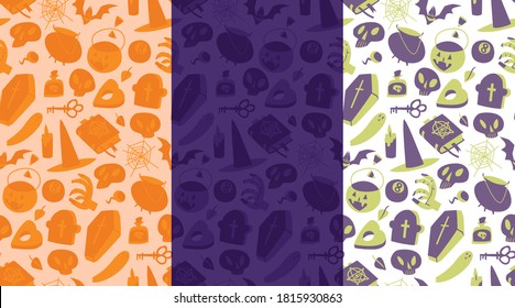 Halloween seamless pattern variations, holiday background design