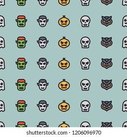 Halloween Seamless Pattern Various Avatars