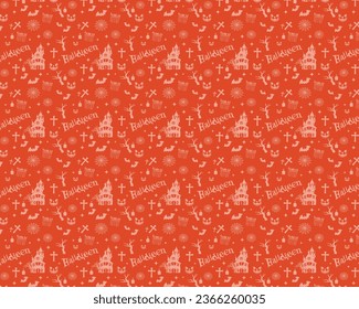[Halloween] Seamless Pattern Vector Background Illustration[Orange]