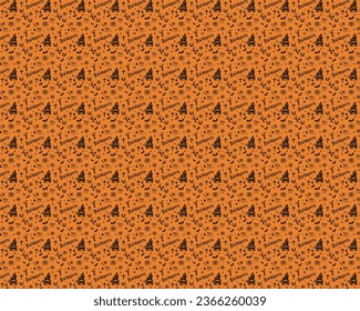 [Halloween] Seamless Pattern Vector Background Illustration[Orange]