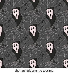 Halloween seamless pattern vector background holiday horror wallpaper cartoon spooky autumn decoration illustration.