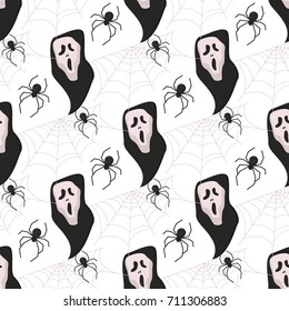 Halloween seamless pattern vector background holiday horror wallpaper cartoon spooky autumn decoration illustration