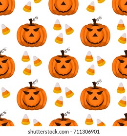 Halloween seamless pattern vector background holiday horror wallpaper cartoon spooky autumn decoration illustration. 