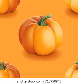 Halloween seamless pattern. Vector Background with realistic pumpkins. Autumn illustration.