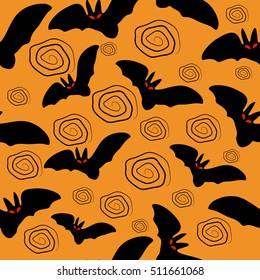  Halloween seamless pattern vector bat red eyes