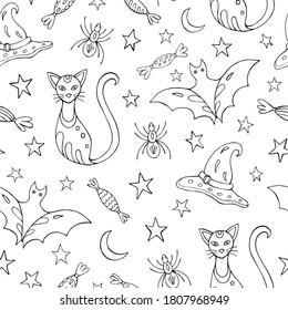 Halloween seamless pattern vector. Decoration print for wrapping, wallpaper, fabric.